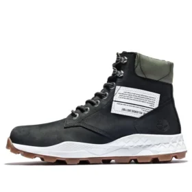 6 Inch Brooklyn Side Zip Boots “Black Nubuck with Green Padded Collar”