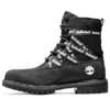 6 Inch Premium Fabric and Leather Boots “Black Logo Straps”