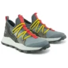 Brooklyn Leather and Fabric Oxford Trainers “Medium Grey Mesh with Red”