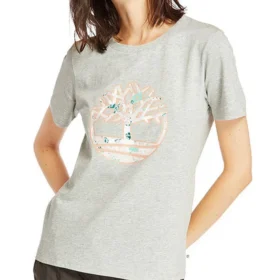 Casual Round Neck Short Sleeve Printing Gray