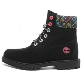 Heritage 6 Inch Waterproof Boots “Black Nubuck with Colorful Logos”