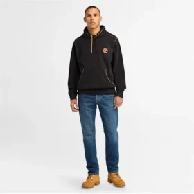 Men’s Contrast Stitch Logo Hoodie – Black