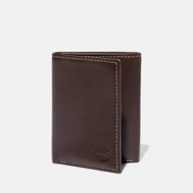 Men’s Smooth Leather Trifold Wallet in Brown