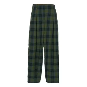 Plaid Print Pants “Olive Green Blue”