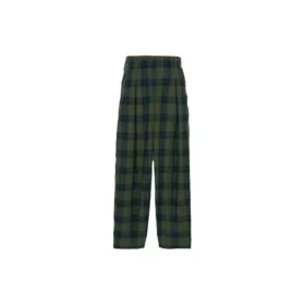 Plaid Print Pants “Olive Green Blue”