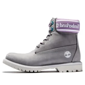 Premium 6 Inch Waterproof Boots “Grey Nubuck with Purple Logo Collar”