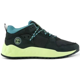 Solar Wave Mixed-Media Sneakers “Black Nubuck with Lime”