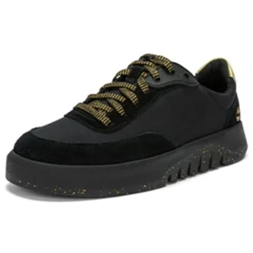 Supaway Leather and Fabric Oxford Trainers “Black with Gold”