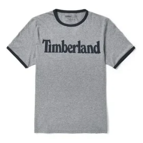 Timberland Colorblock Collar Logo Printing Short Sleeve Gray